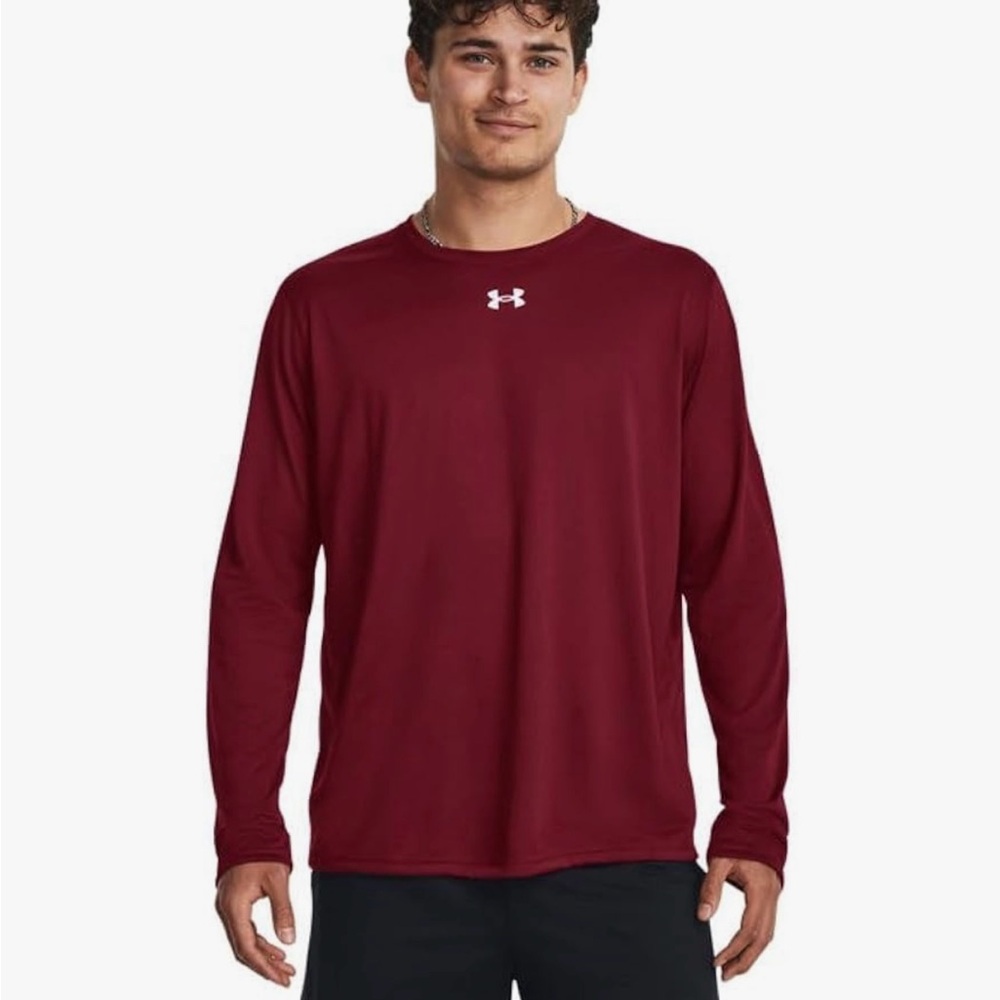 Under Armour Men’s Long-Sleeve T-Shirt – Burgundy | Size Small | Loose Fit